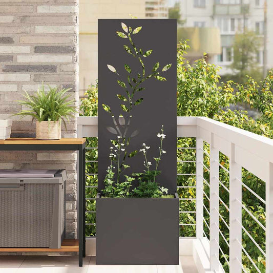 Vaso da Giardino con Pannello Decorativo Nero 50 x 140 cm