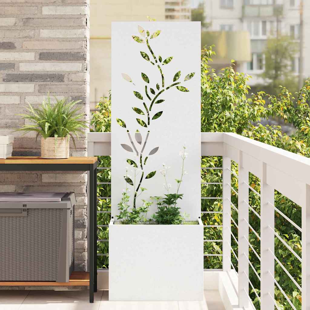 Vaso da Giardino con Pannello Decorativo Bianco 50 x 140 cm