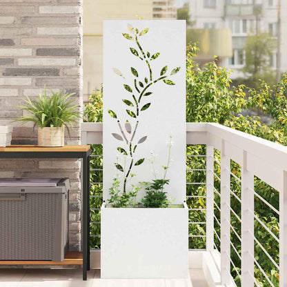 Vaso da Giardino con Pannello Decorativo Bianco 50 x 140 cm