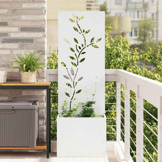Vaso da Giardino con Pannello Decorativo Bianco 50 x 140 cm