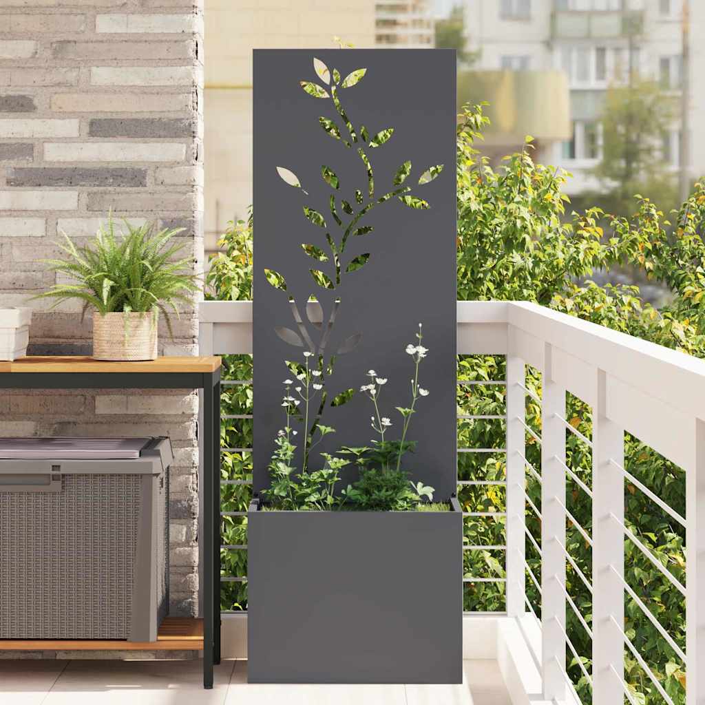 Vaso da Giardino con Pannello Decorativo Antracite 50 x 140 cm