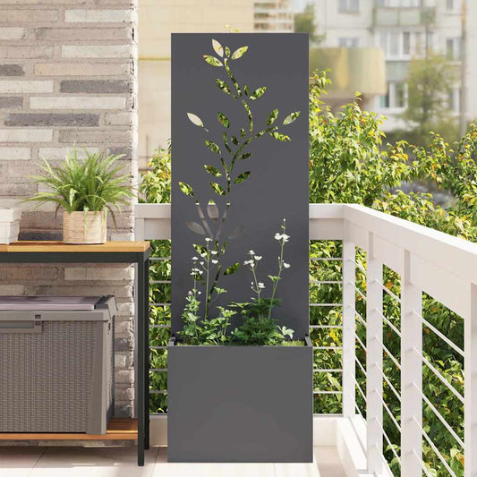 Vaso da Giardino con Pannello Decorativo Antracite 50 x 140 cm