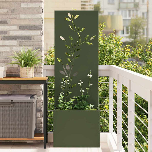 Vaso da Giardino con Pannello Decorativo Oliver verde