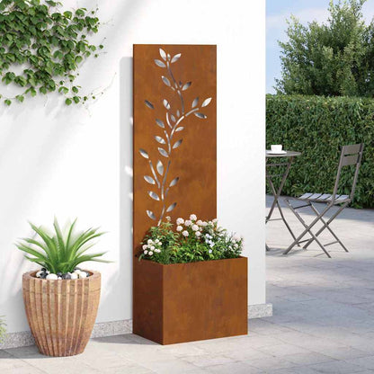 Vaso da Giardino con Pannello Decorativo Ruggine 50 x 140 cm