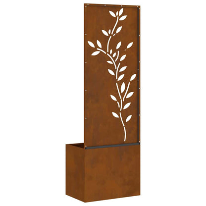 Vaso da Giardino con Pannello Decorativo Ruggine 50 x 140 cm