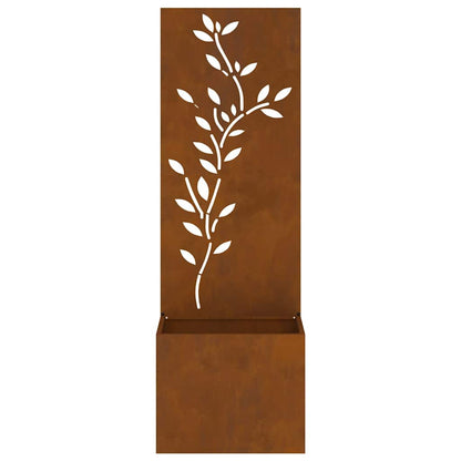 Vaso da Giardino con Pannello Decorativo Ruggine 50 x 140 cm