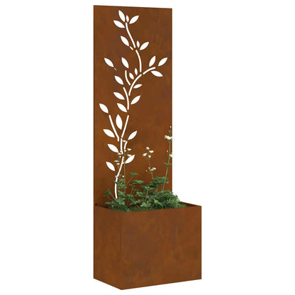 Vaso da Giardino con Pannello Decorativo Ruggine 50 x 140 cm