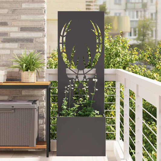 Vaso da Giardino con Pannello Decorativo Nero 50 x 140 cm