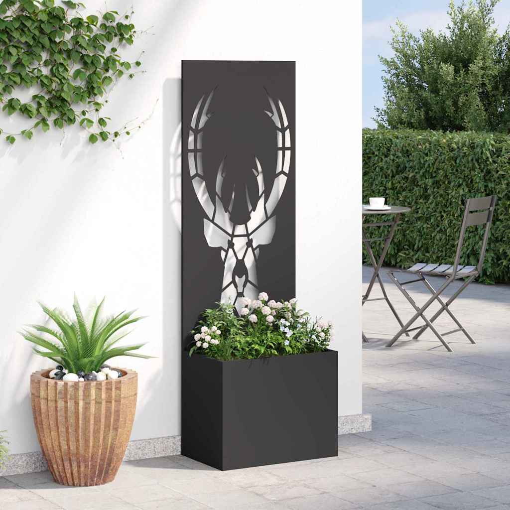 Vaso da Giardino con Pannello Decorativo Nero 50 x 140 cm