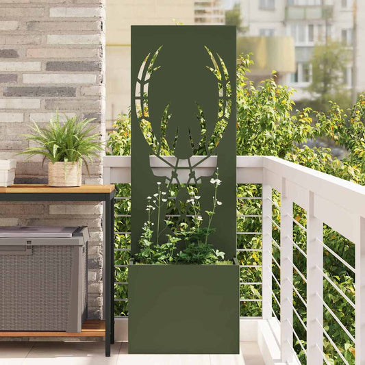 Vaso da Giardino con Pannello Decorativo Oliver verde