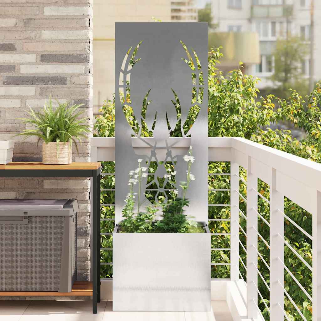 Vaso da Giardino con Pannello Decorativo Argento 50 x 140 cm