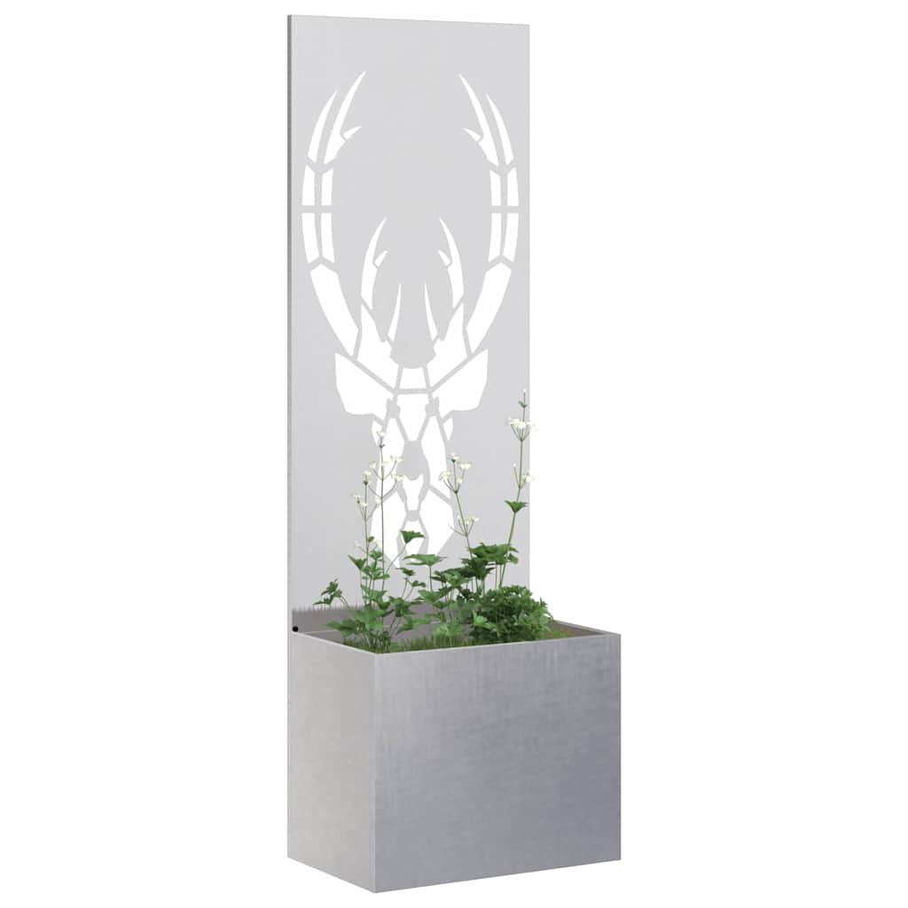 Vaso da Giardino con Pannello Decorativo Argento 50 x 140 cm