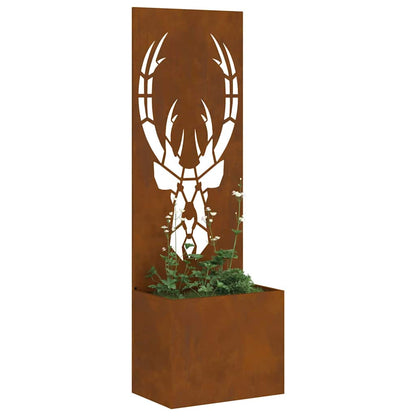 Vaso da Giardino con Pannello Decorativo Ruggine 50 x 140 cm