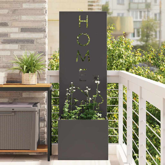 Vaso da Giardino con Pannello Decorativo Nero 50 x 140 cm