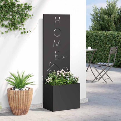 Vaso da Giardino con Pannello Decorativo Nero 50 x 140 cm