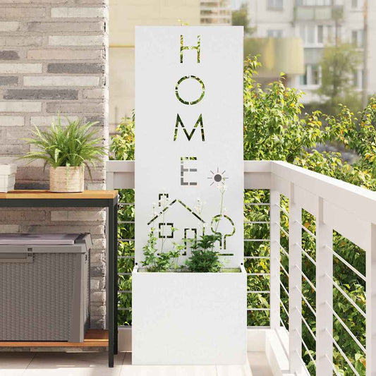 Vaso da Giardino con Pannello Decorativo Bianco 50 x 140 cm