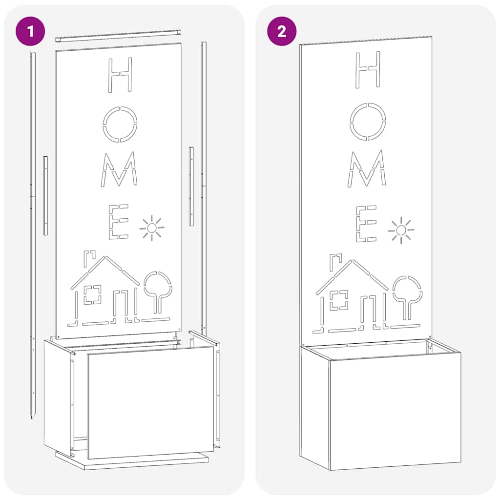 Vaso da Giardino con Pannello Decorativo Antracite 50 x 140 cm