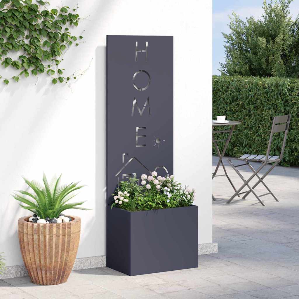 Vaso da Giardino con Pannello Decorativo Antracite 50 x 140 cm