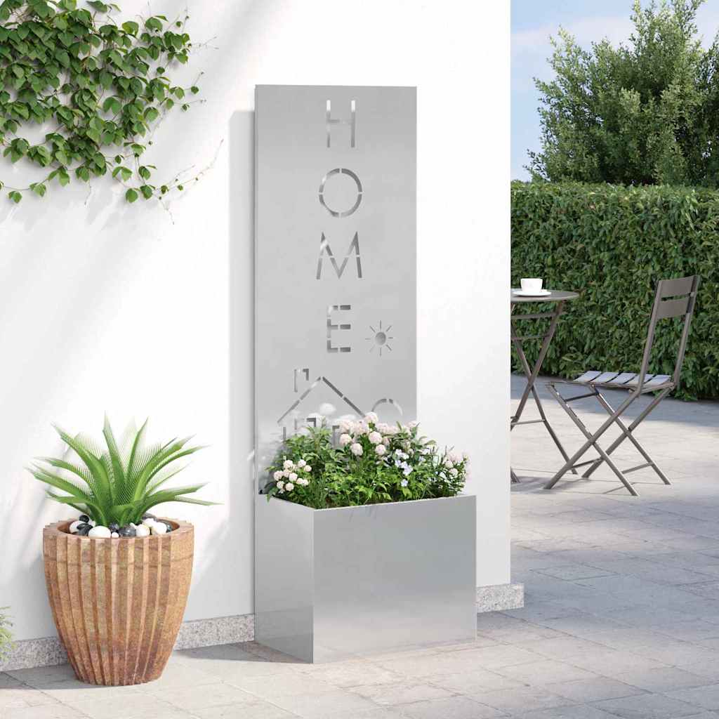 Vaso da Giardino con Pannello Decorativo Argento 50 x 140 cm