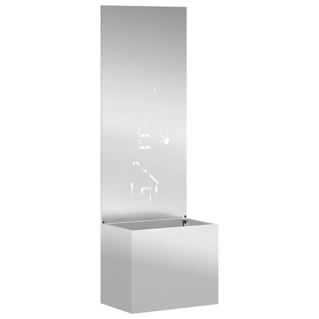 Vaso da Giardino con Pannello Decorativo Argento 50 x 140 cm