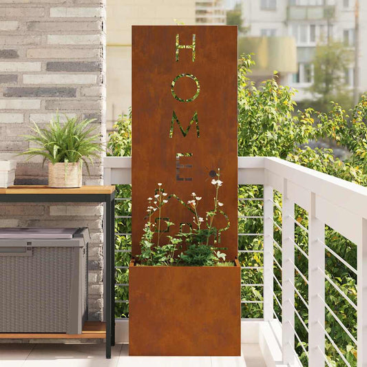 Vaso da Giardino con Pannello Decorativo Ruggine 50 x 140 cm