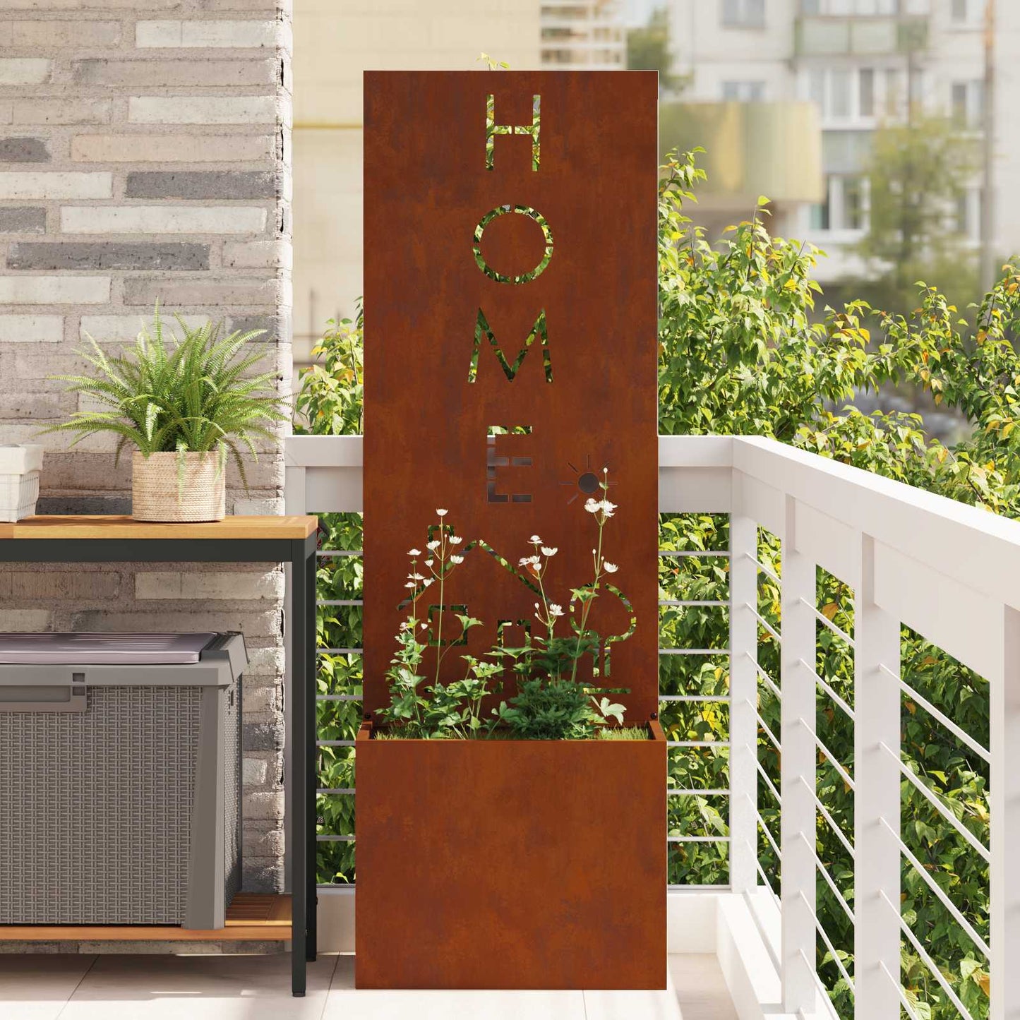 Schermo per privacy in giardino Traforo Ruggine 50 x 150 cm | homemem39