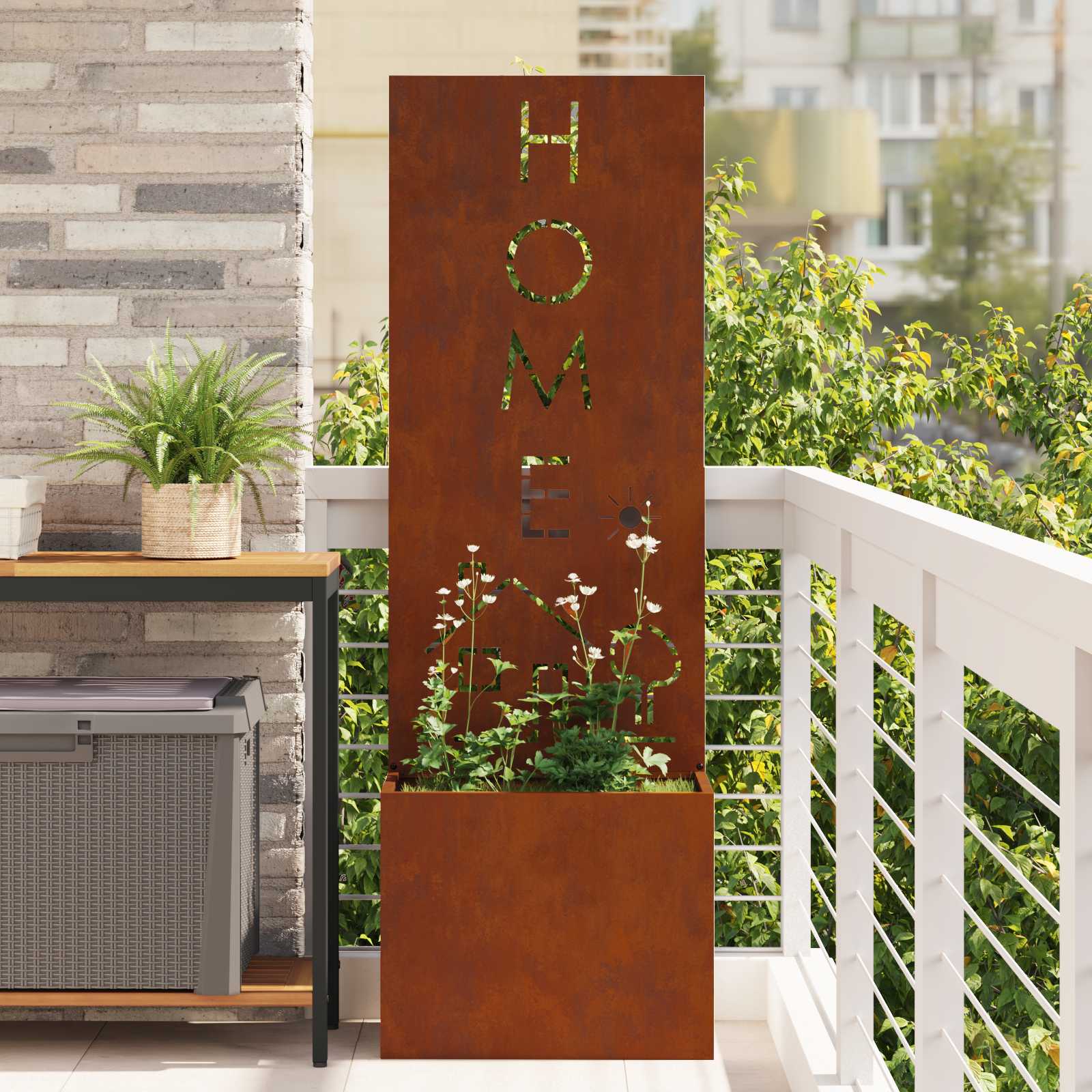 Schermo per privacy in giardino Traforo Ruggine 50 x 150 cm | homemem39