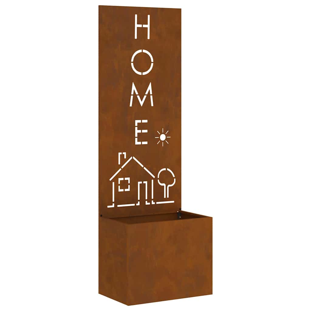 Vaso da Giardino con Pannello Decorativo Ruggine 50 x 140 cm