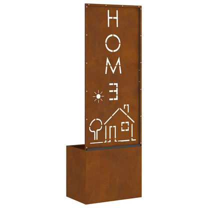 Vaso da Giardino con Pannello Decorativo Ruggine 50 x 140 cm