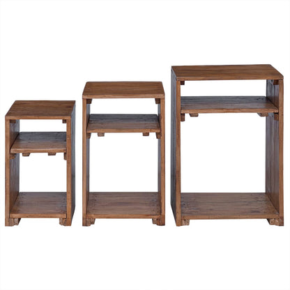 Tavolo Accent 3 pcs Marrone Legno di Mogano Massello | homemem39