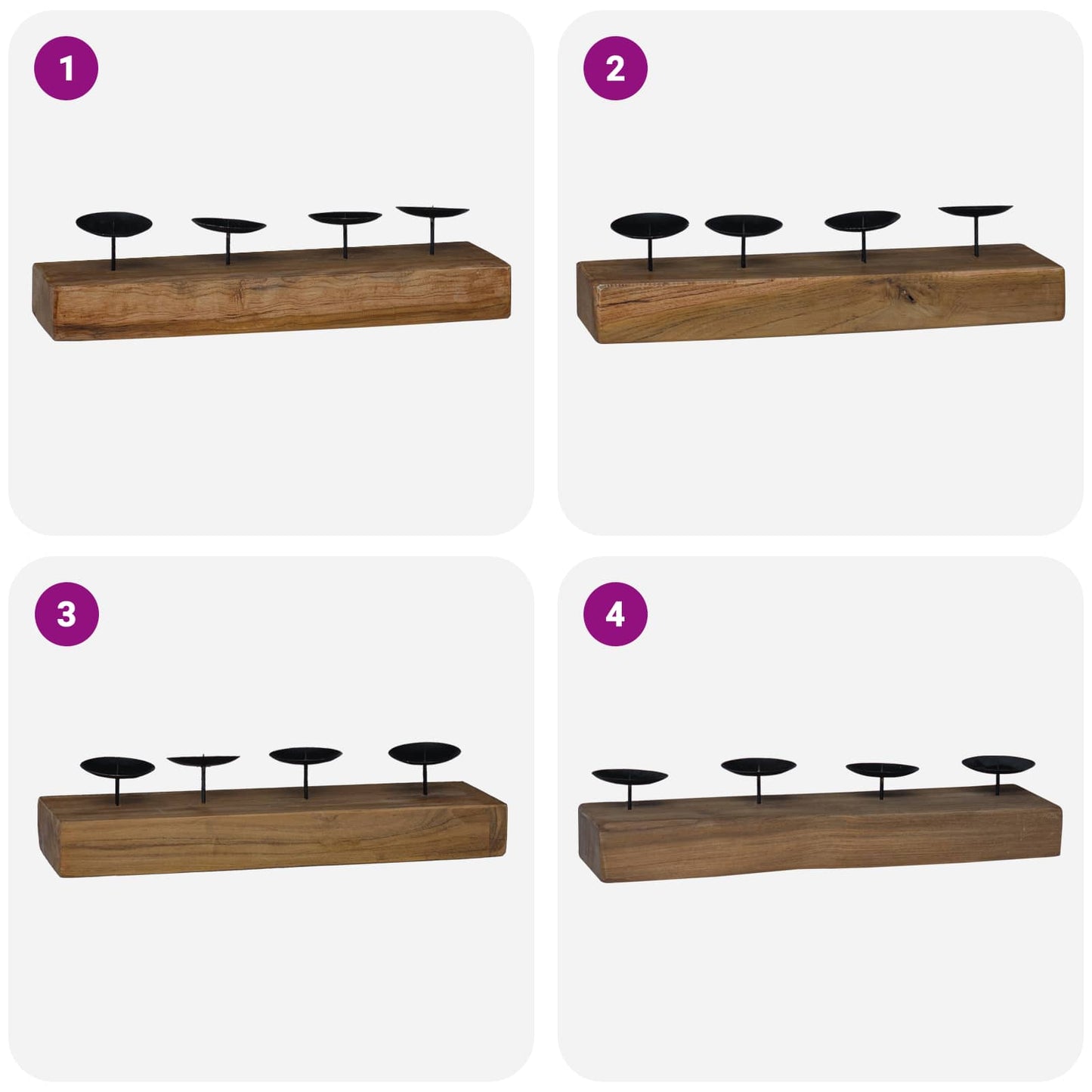 Candelabro Naturale 50 x 15 x 10 cm Legno massello di teak