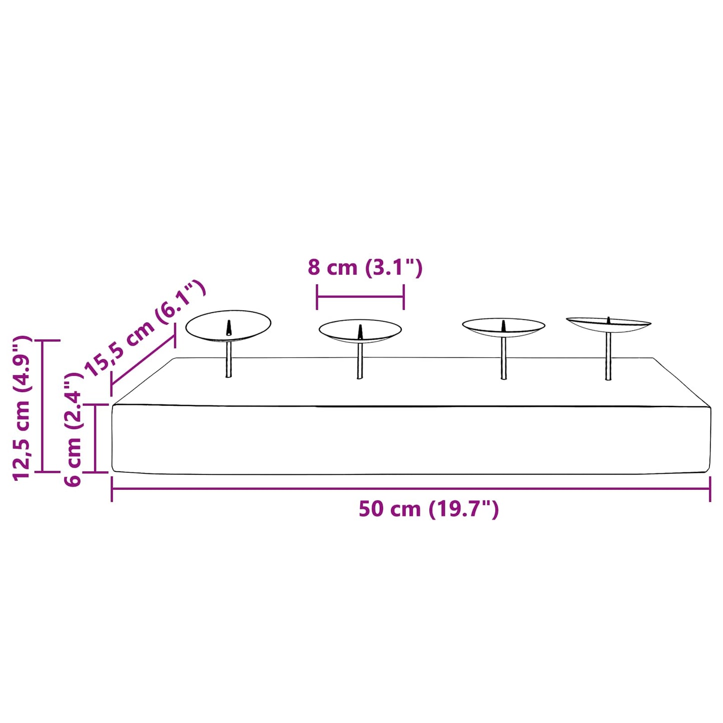 Candelabro Naturale 50 x 15 x 10 cm Legno massello di teak