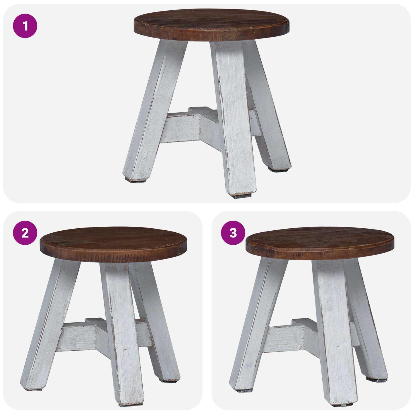 Pouf Naturale 22 x 22 x 24 cm Legno di Mogano