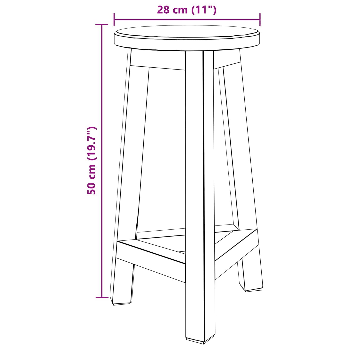 Pouf Naturale 28 x 28 x 50 cm Legno di Mogano