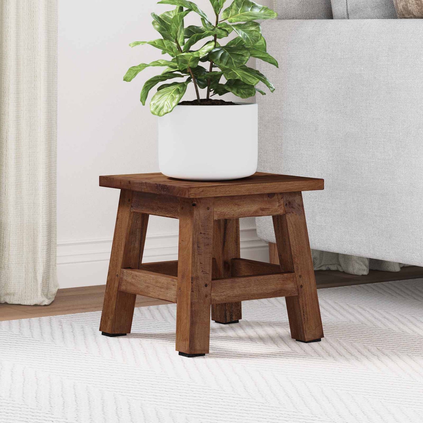 Pouf Naturale 26 x 26 x 26 cm Legno di Mogano | homemem39