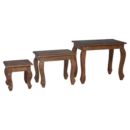 Tavolo Nesting 3 pcs Marrone Legno massello di mogano | homemem39