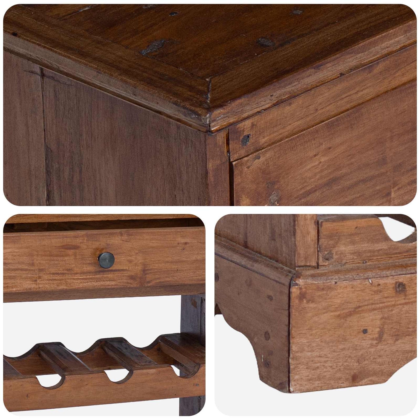 Portabottiglie 55 x 23 x 85 cm Legno di Mogano Massello | homemem39