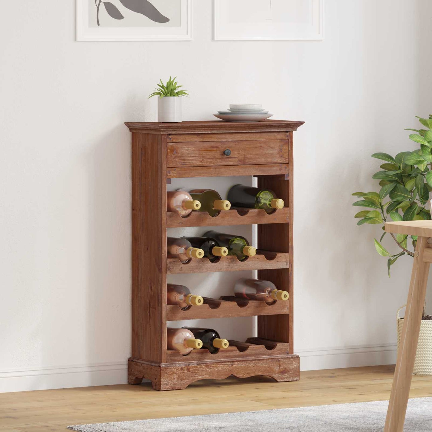 Portabottiglie 55 x 23 x 85 cm Legno di Mogano Massello | homemem39