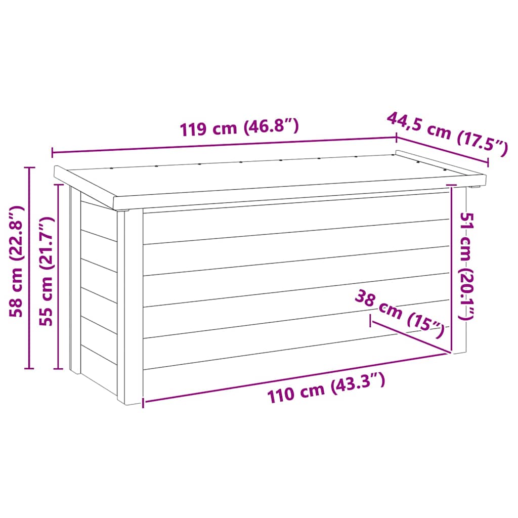 Scatola di Stoccaggio Marrone 119 x 44.5 x 58 cm
