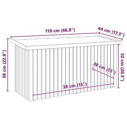 Scatola di Stoccaggio per Giardino Marrone 119 x 44 x 58.5 cm