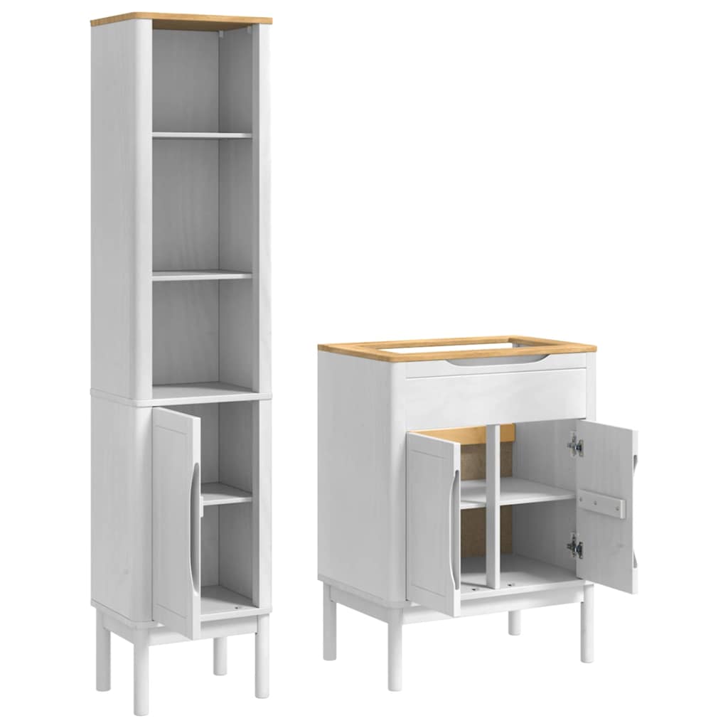 Set di mobili per il bagno con lo scaffale FLORO 2 pcs Bianco | homemem39