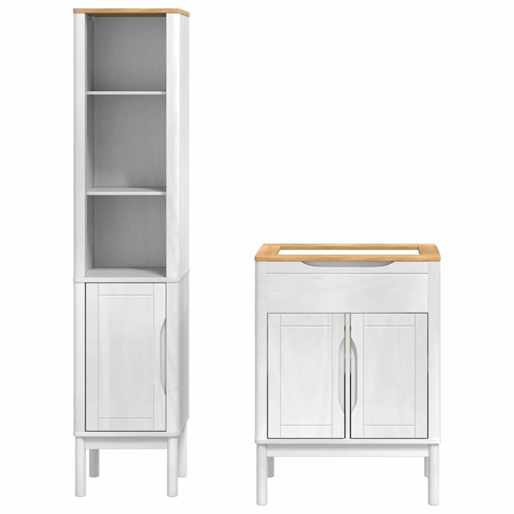 Set di mobili per il bagno con lo scaffale FLORO 2 pcs Bianco | homemem39