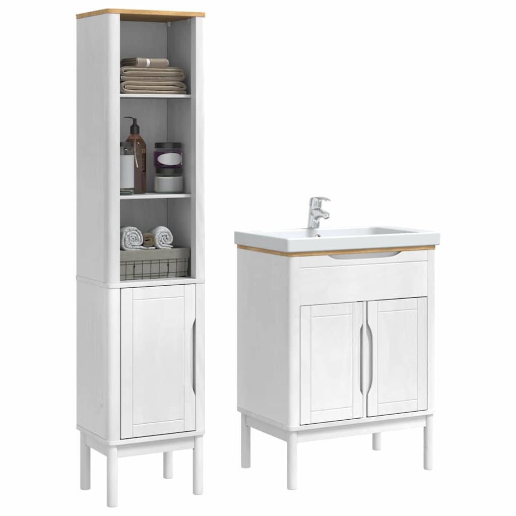Set di mobili per il bagno con lo scaffale FLORO 2 pcs Bianco | homemem39