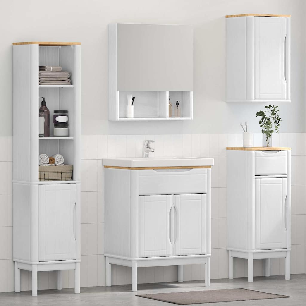 Set di mobili per il bagno con cassetto FLORO 4 pcs Bianco | homemem39