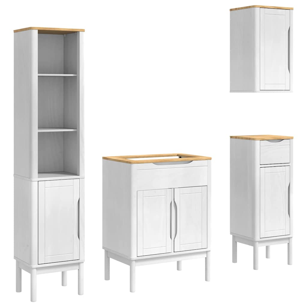 Set di mobili per il bagno con cassetto FLORO 4 pcs Bianco | homemem39