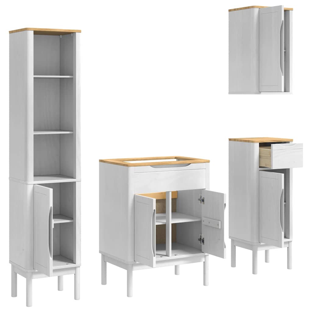 Set di mobili per il bagno con cassetto FLORO 4 pcs Bianco | homemem39