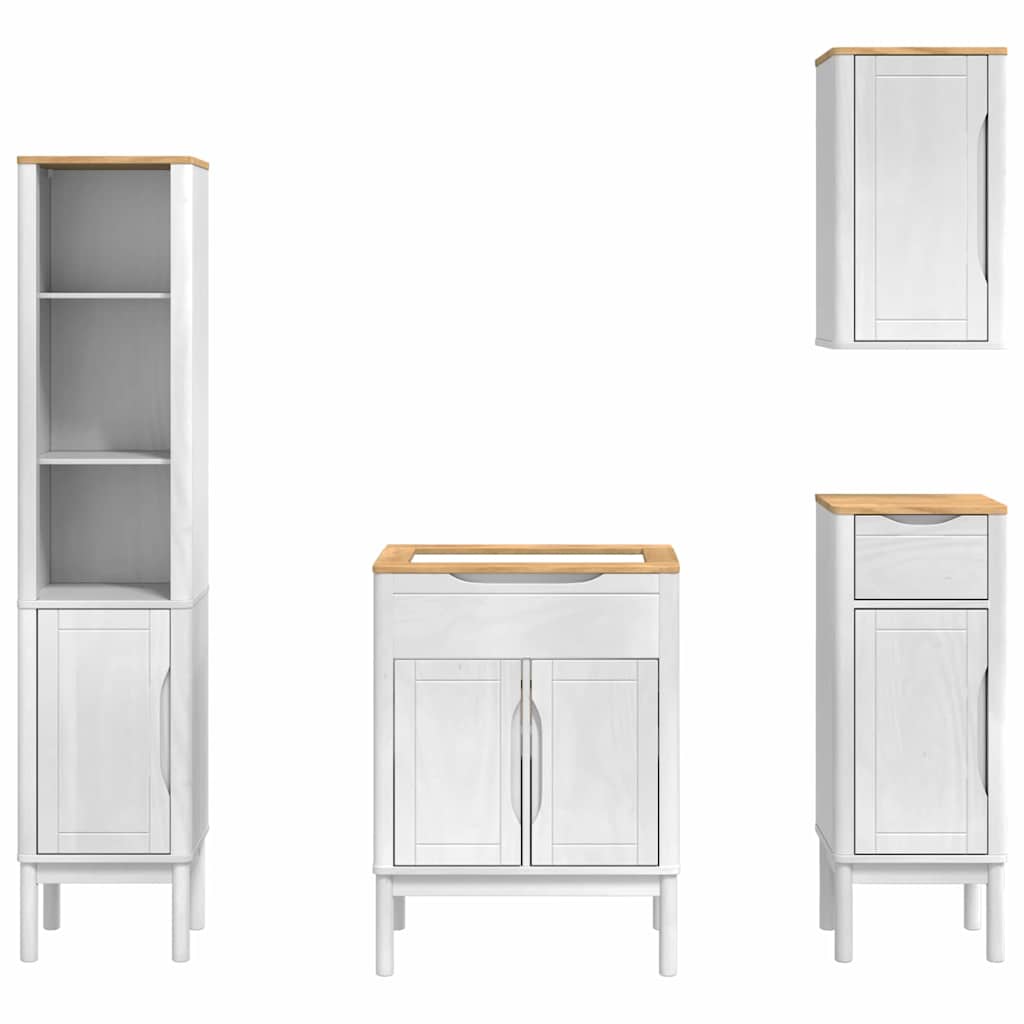 Set di mobili per il bagno con cassetto FLORO 4 pcs Bianco | homemem39
