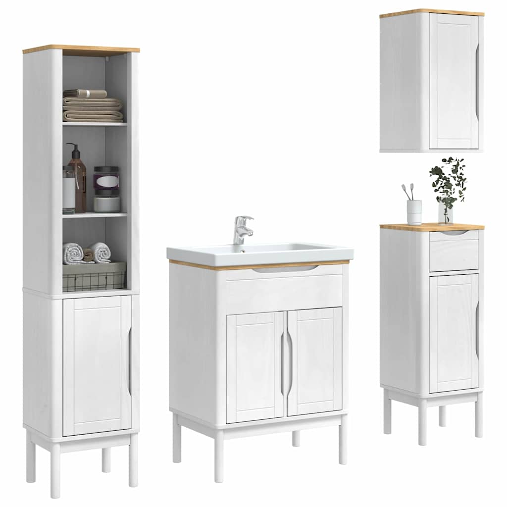 Set di mobili per il bagno con cassetto FLORO 4 pcs Bianco | homemem39