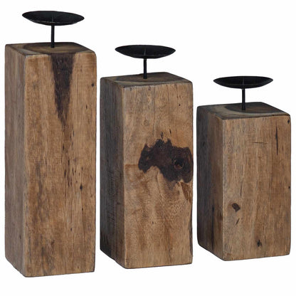 Candelabro 3 pcs Naturale Legno massello di recupero