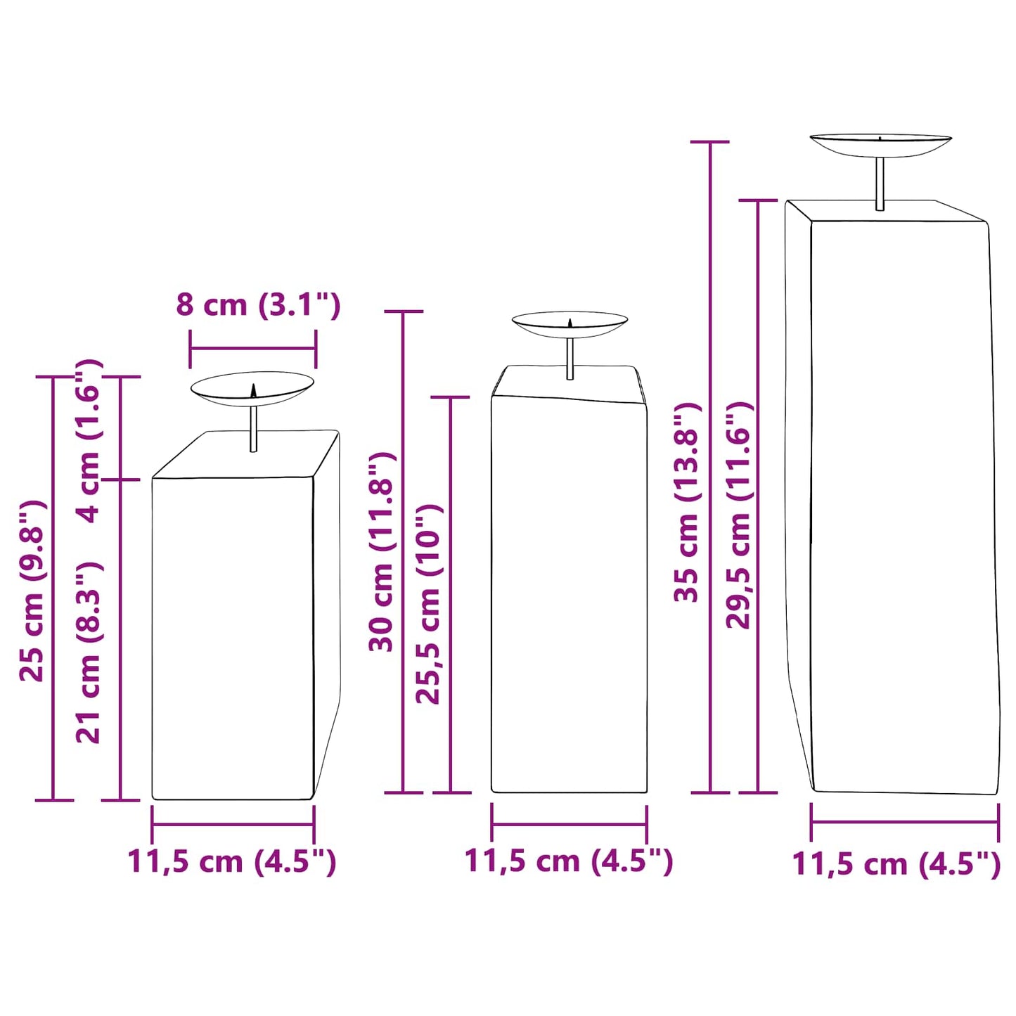 Candelabro 3 pcs Naturale Legno massello di recupero